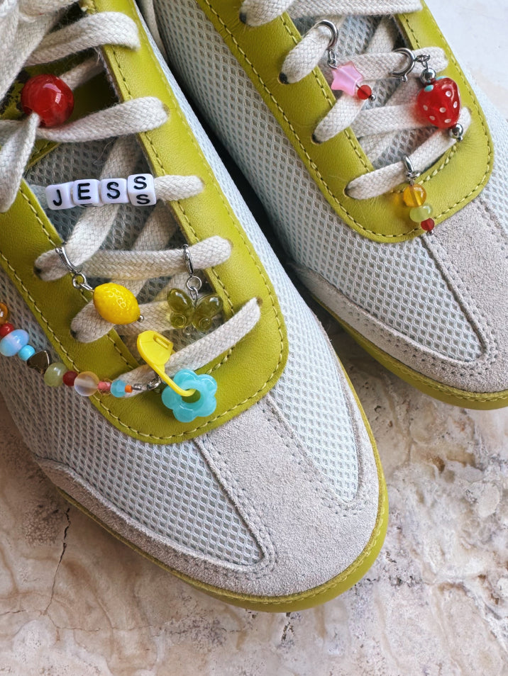 sneakers with charms and beads